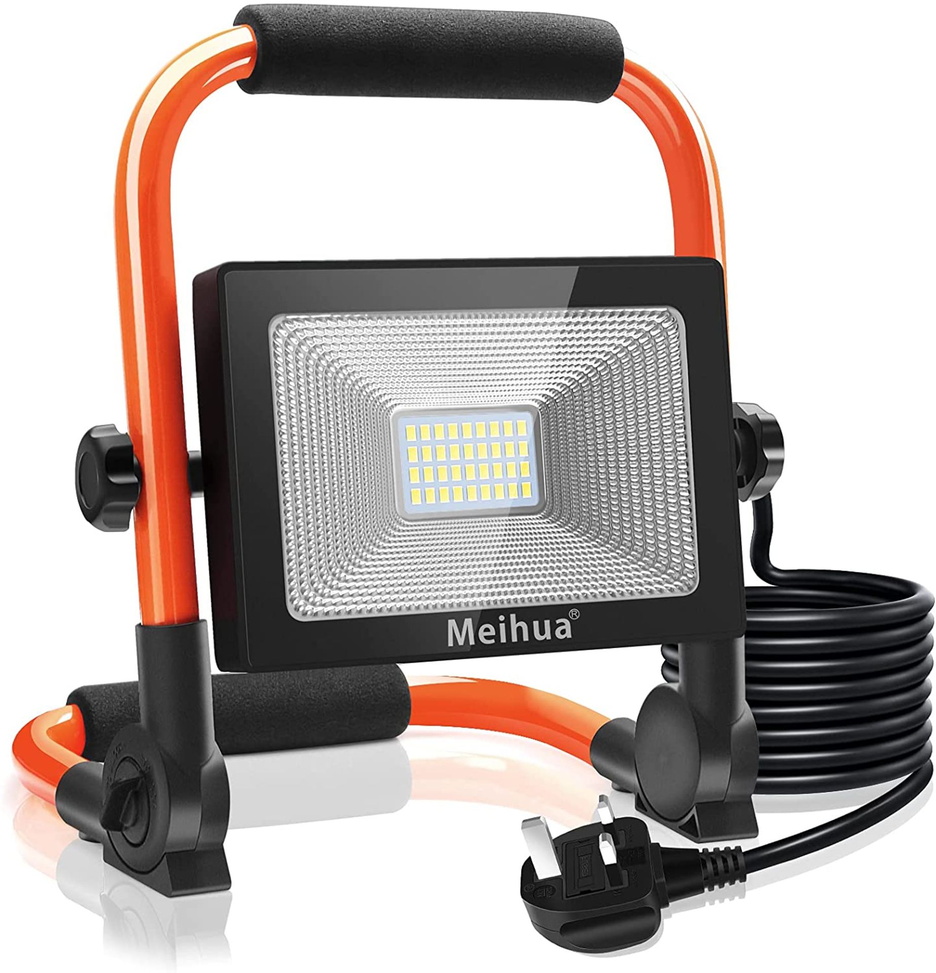 RRP £25.99 MEIHUA 35W LED Work Light 3000LM Job Site Light Plug in Folding Stand Work Light