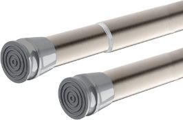 RRP £48 Set of 2 x MUHOO Curtain Pole, 70-120cm No Drilling Extendable Telescopic Tension Rods