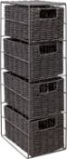 RRP £34.99 woodluv 4 Drawer Paper Rope Tower Storage Unit With Metal Frame