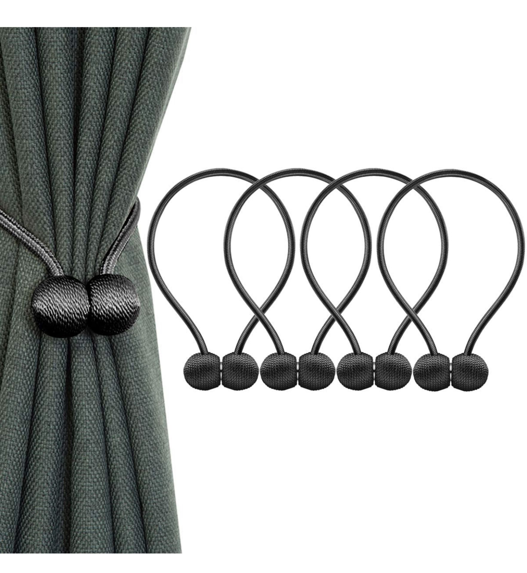 RRP £21.99 IHClink Magnetic Curtain Tiebacks Buckle Clips Woven Tie Band Holdbacks, 4-pack