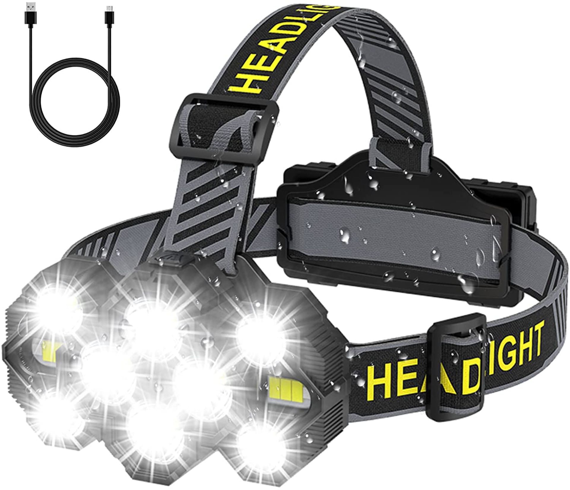 Victoper Head Torch 22000 Lumen LED Super Bright Rechargeable Headlight RRP £21.99