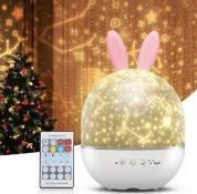 Cute Star Projector Night Light with Music Galaxy Rotating Kids Night Lamp with Remote Control