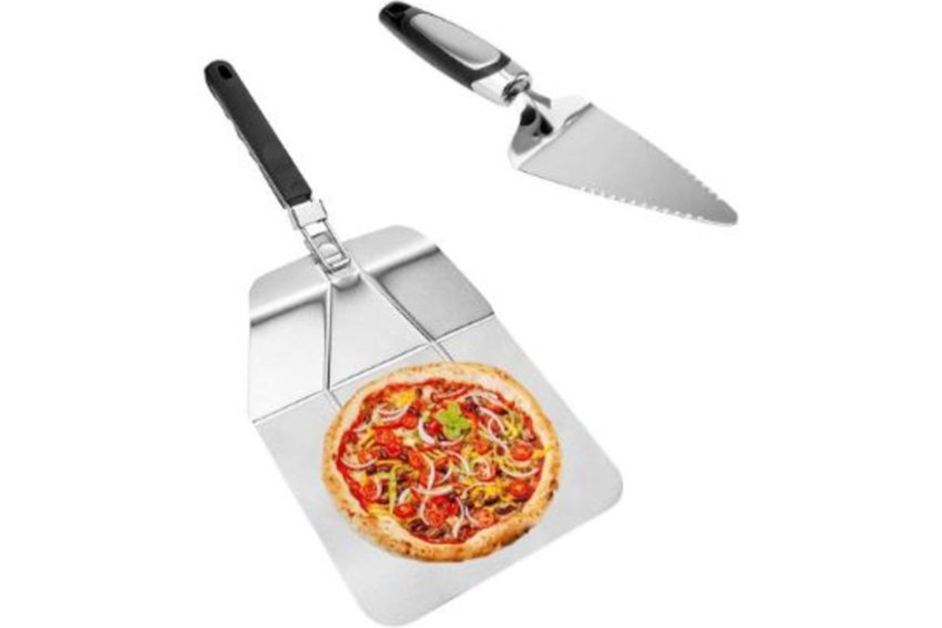 RRP £20.99 Fangze 10x12" Stainless Steel Pizza Peel Folding Handle Shovel Paddle And Cutter Set