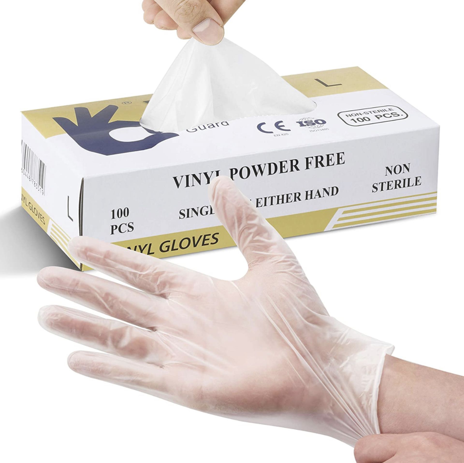 RRP £80 Set of 9 x Multi-Purpose Vinyl Gloves, Box of 100 Disposable Gloves