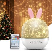 Cute Star Projector Night Light with Music Galaxy Rotating Kids Night Lamp with Remote Control