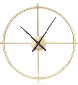RRP £39.99 XM-ZHHY Modern Double Ring Metal Wall Clock Non-Ticking Large 20", Gold