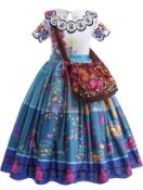 RRP £18.99 Kids Girls Mirabel Isabela Costume Children's Dress with Shoulder Purse Bag, 7-8 Years
