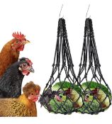RRP £36 Set of 3 x LeerKing Chicken Vegetable Bag Fruit Treat Snack Holder Hanging Feeder