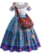 RRP £18.99 Kids Girls Mirabel Isabela Costume Children's Dress with Shoulder Purse Bag, 9-10 Years