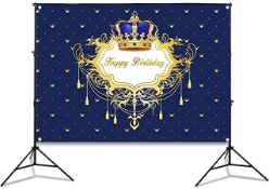Blue Birthday Backdrop 8X6FT Polyester Little Prince Royal Diamond Photography Background