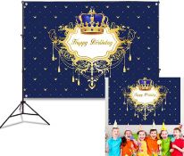 Blue Birthday Backdrop 8X6FT Polyester Little Prince Royal Diamond Photography Background