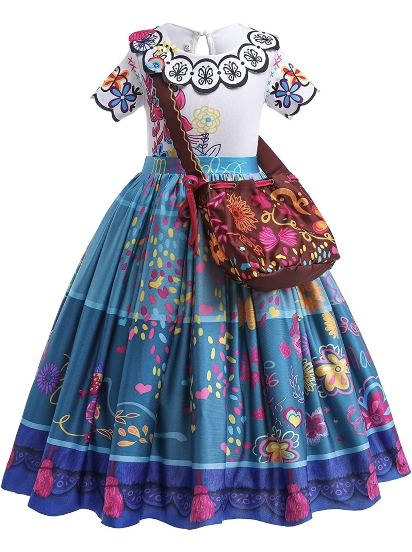 RRP £18.99 Kids Girls Mirabel Isabela Costume Children's Dress with Shoulder Purse Bag, 9-10 Years