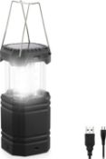 RRP £25.99 Camping Lantern, Rechargeable Light Solar, Hand Crank with USB Charger