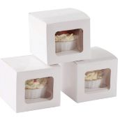 RRP £34 Set of 2 x Komonee 50-Cupcake Boxes Individual White Single Fairy Cake Clear Window