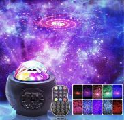 RRP £24.99 LED Night Light Projector Bluetooth Speaker, 3 in 1 LED Galaxy Starry Light Ocean Wave