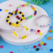 Set of 6 x Smiley Face Beads Kits Jewellery Making Acrylic Loose Mixed Colorful Smiley Beads