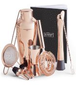 RRP £29.99 Beautify BTFY Rose Gold Cocktail Shaker Set Copper Stainless Steel in Gift Box