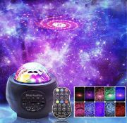 RRP £24.99 LED Night Light Projector Bluetooth Speaker, 3 in 1 LED Galaxy Starry Light Ocean Wave