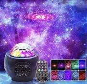 RRP £24.99 LED Night Light Projector Bluetooth Speaker, 3 in 1 LED Galaxy Starry Light Ocean Wave