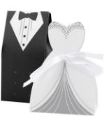 RRP £128 Set of 8 x DZOZO 50 Pairs Black White Paper Gift Boxes Wedding Paper Candy Boxes