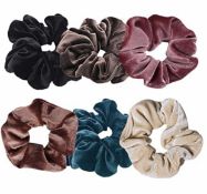 RRP £80 Set of 10 x 6-Pieces Hair Scrunchies Velvet Elastic Soft Hair Ties Hair Bands