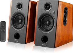 RRP £109.99 Sanyun SW228BT 80W Active Bookshelf Speakers – 4Inch Carbon Fiber Bluetooth 5.0