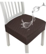 RRP £29.99 Junzhe Diamond Lattice Waterproof Chair Seat Covers Dining Chair, Brown 4Pcs