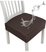 RRP £29.99 Junzhe Diamond Lattice Waterproof Chair Seat Covers Dining Chair, Brown 4Pcs