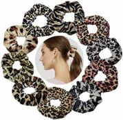 RRP £96 Set of 8 x Ykulew 10-Pieces Leopard Hair Scrunchies Velvet Elastic Hair Ties