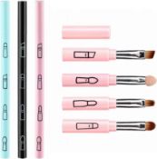 RRP £70 Set of 7 x 6 Pcs 4 in 1 Retractable Makeup Brushes Set Travel Portable Make Up Brushes