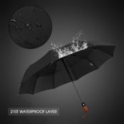 MIKAFEN Umbrella Windproof With Wood Handle - Travel and Automatic Umbrella