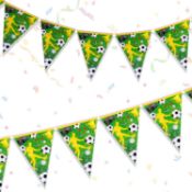 RRP £105 Set of 7 x Football Party Bunting Banner, Decorations Paper Birthday 12 Triangle Flags