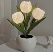 RRP £24.99 Tulip Night Light with Ceramic Vase Simulation Tulip LED Table Lamp