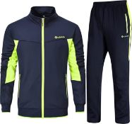 RRP £32.99 Rdruko Mens Track Suits Sets Contrast Full Zip Sports Jacket Casual Joggers, L