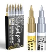 RRP £16.99 Artistro Gold & Silver Paint Pens, 12 Permanent Oil Based Markers
