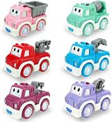 RRP £25 Set of 2 x Ynybusi 6-Pieces Pull Back Cars Set|Toy Cars Cartoon Construction Vehicles Set