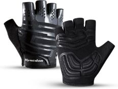 RRP £28 Set of 2 x KynciLOR Fingerless Cycling Gloves, Men's Bike Gloves, Anti-Slip Padded