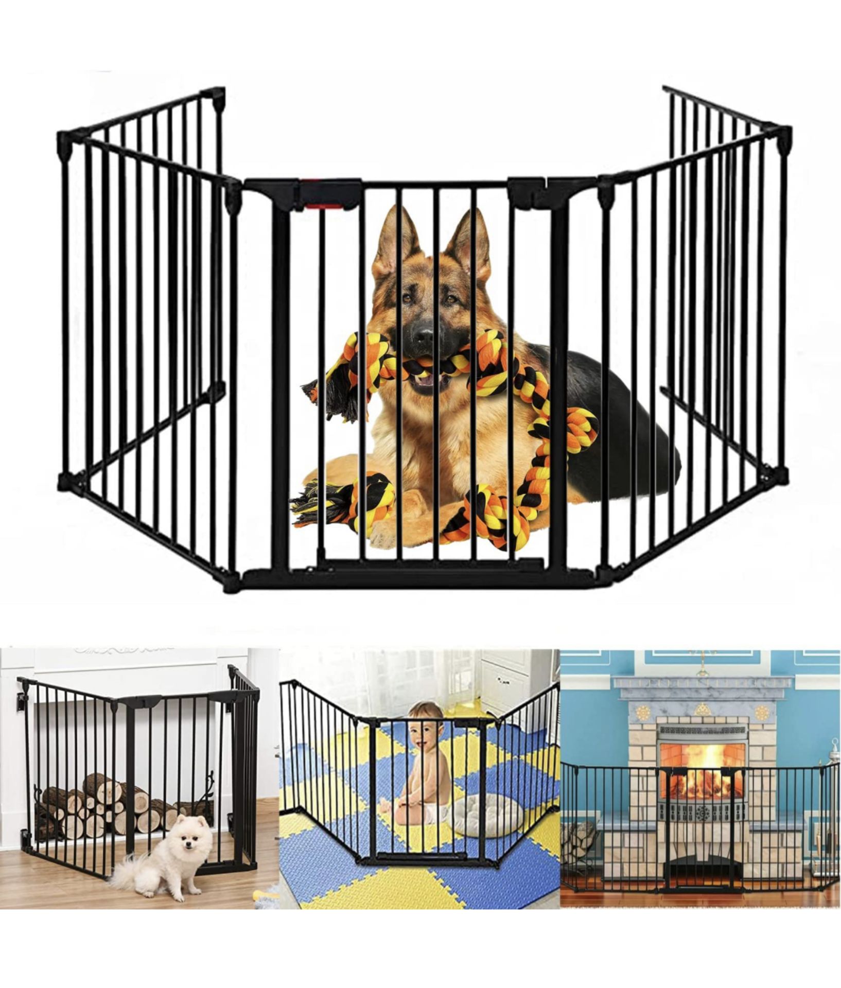 RRP £95.99 YbatMy 5-Panel Fire Gate Guard 300cm Extra Wide Room Divider Metal Playpen
