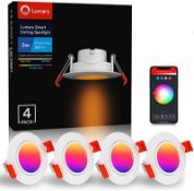 RRP £49.99 Lumary 5W LED Recessed Downlights Smart Slim WiFi Spot Light, RGBW 4 Pack