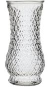 Glass Patterned Textured Tulip Vase Clear Waisted 22cm Vase