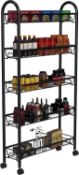 5-Tier Storage Rack, WASJOYE Utility Cart Gap Mesh Wire Kitchen Sauce Organization Trolley