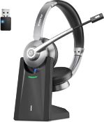 RRP £49.99 Vonztek Bluetooth Headset with Microphone Noise Canceling & Mute, Wireless