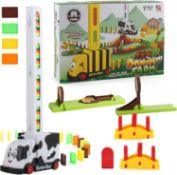 Domino Train Blocks Toy Set, Automatic Laying Domino Train Electric Stacking Building Blocks Toy