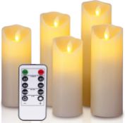 RRP £24.99 LED Candles,5.5"/6"/6.5"/7"/8"Set of 5 Real Wax Battery Flameless Candles