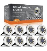 RRP £30.99 FLOwood Solar Lights Outdoor Garden Solar Ground Lights IP65 Waterproof, 8 pcs