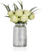 RRP £24 Set of 2 x Splatter Silver Vase for Flowers Mirrored Design