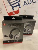 RRP £20 Set of 2 x Vcom Computer Headset with Microphone Wired Stereo Headphones