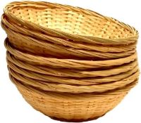 Set of 8 x Get Goods Round 20cm Wicker Baskets - Weaved Bamboo - Kitchen Storage Hampers
