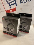 RRP £20 Set of 2 x Vcom Computer Headset with Microphone Wired Stereo Headphones