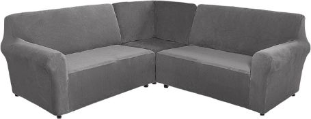 RRP £89.99 OKYUK 3 Piece Corner Sectional Couch Covers 4 Seater & 1 Corner Seat L Shape Sofa